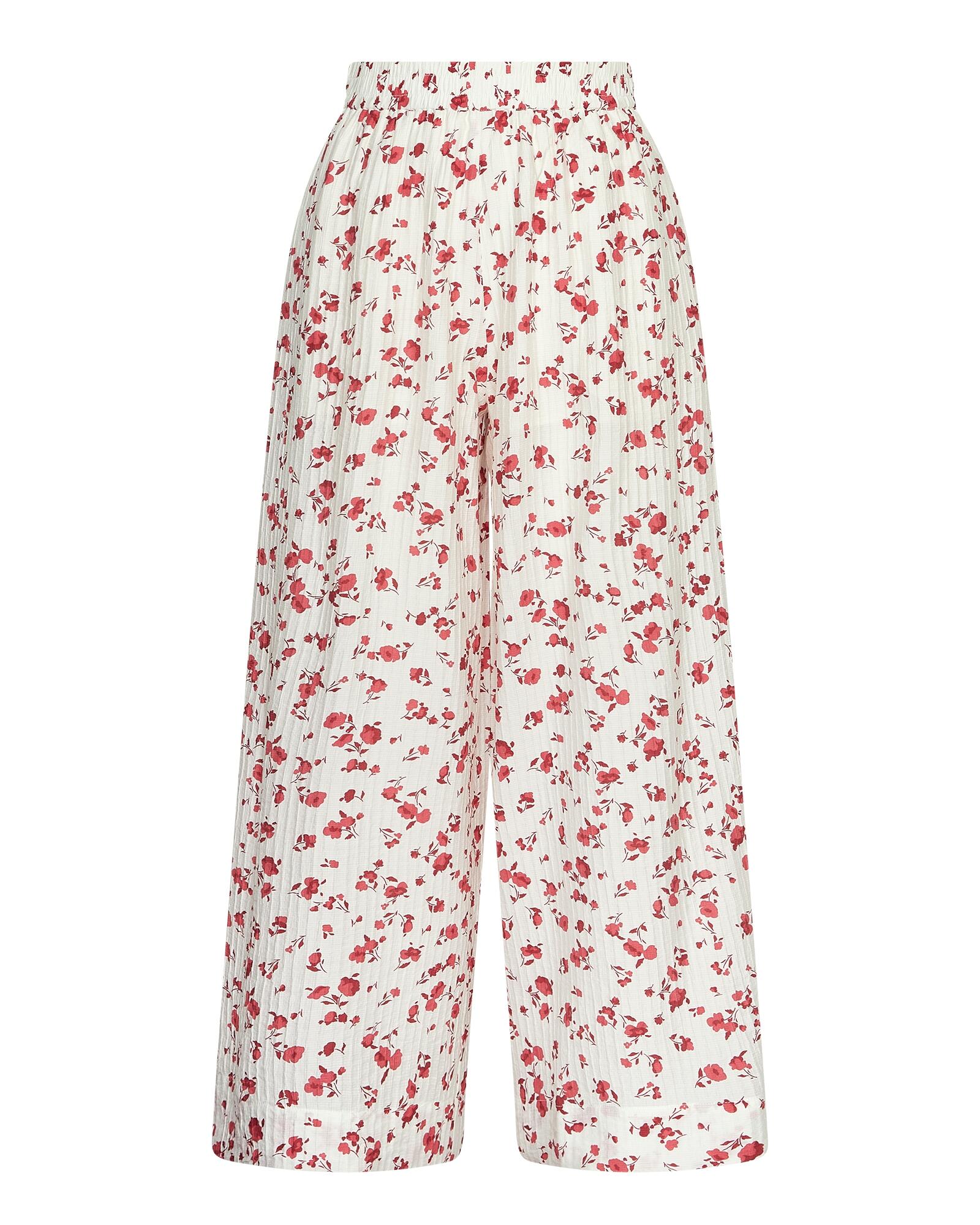 msch copenhagen - MSCHFalisha HW Pants AOP rose red flower - Gr. - L von msch copenhagen