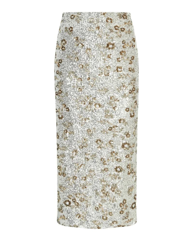 msch copenhagen - MSCHMagnolia HW Skirt EMB silver t coco - Gr. - L von msch copenhagen