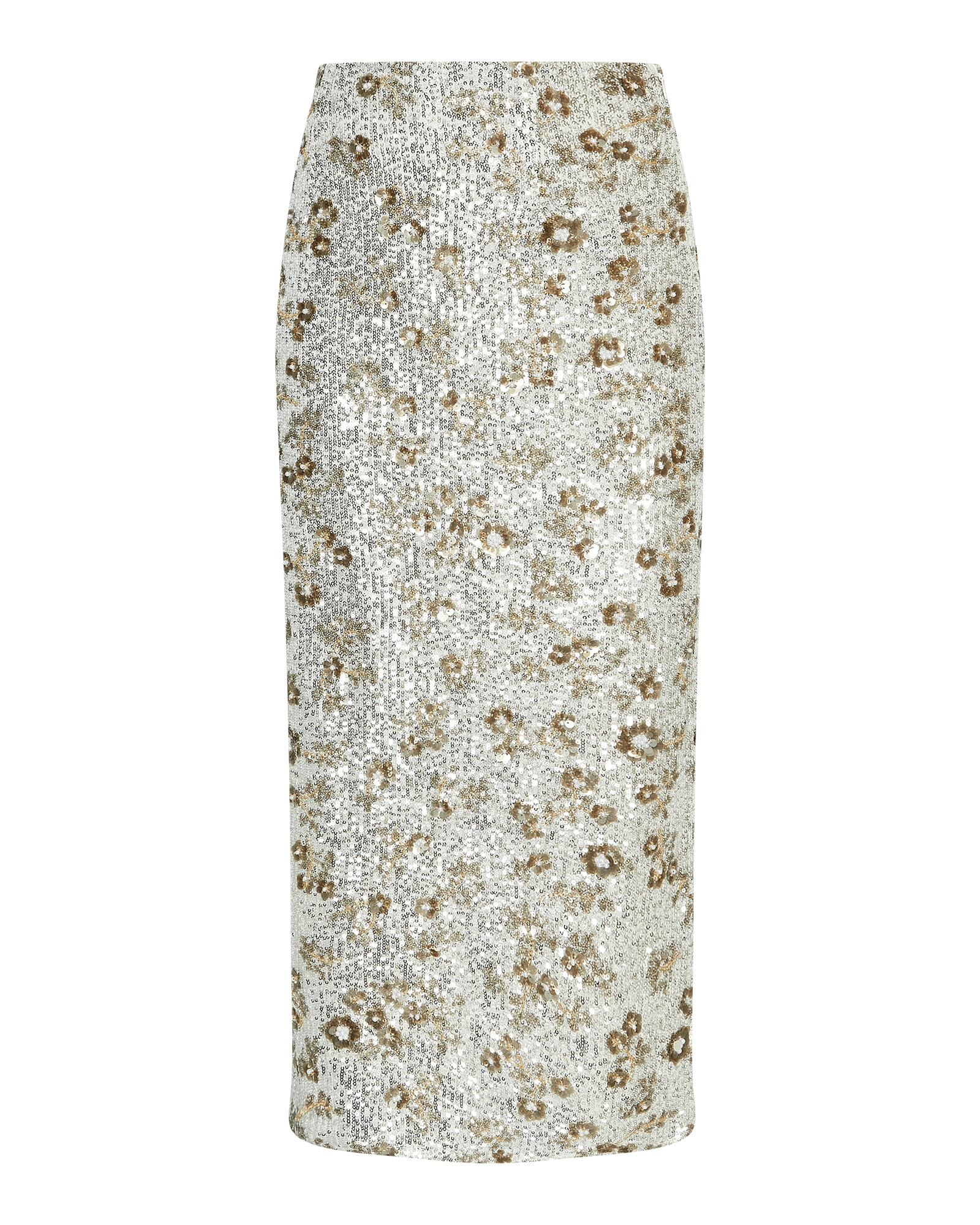 msch copenhagen - MSCHMagnolia HW Skirt EMB silver t coco - Gr. - XS von msch copenhagen