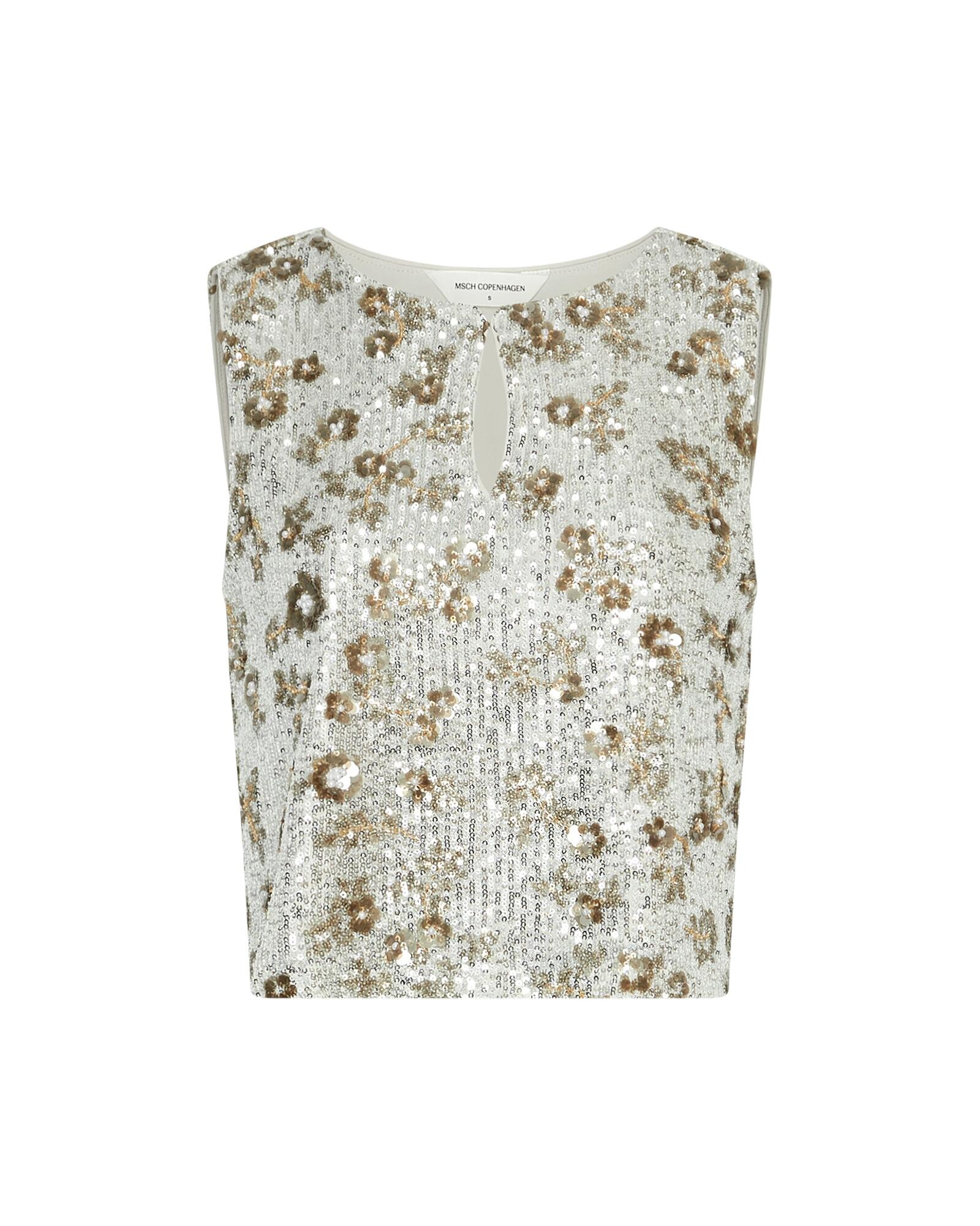 msch copenhagen - MSCHMagnolia SL Top EMB silver t coco - Gr. - XS von msch copenhagen