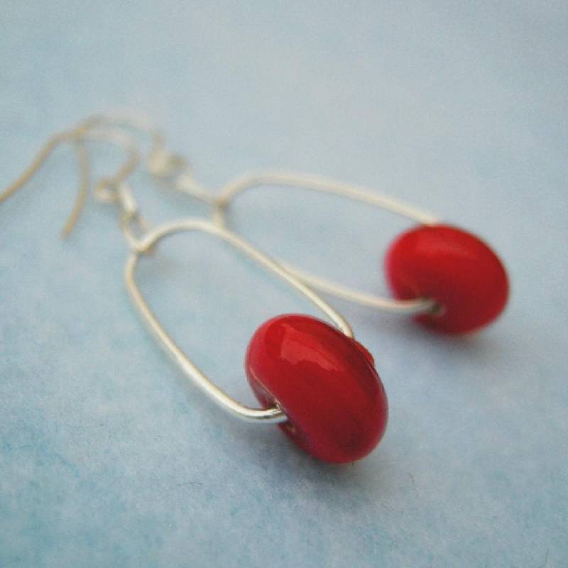 sterling Und Rote Ohrringe von msutil