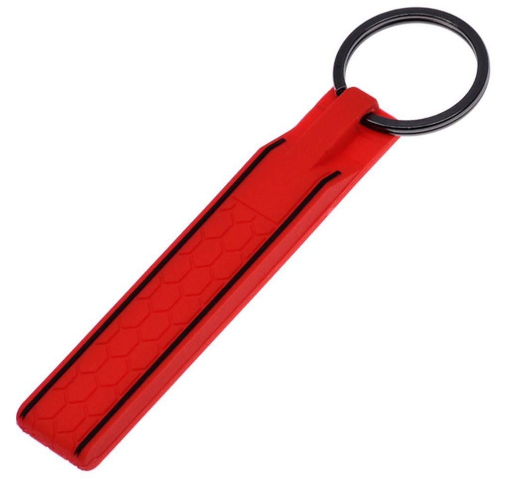 mt-key Schlüsselanhänger Silikon Schlüssel Band Key Tag Schlüssel Anhänger im Wabe Design Rot von mt-key