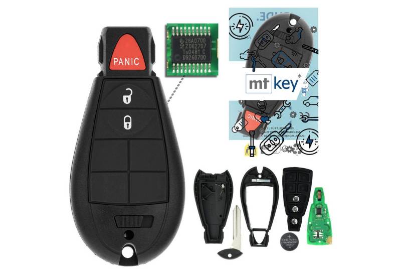 mt-key Schlüsseltasche 2 + 1 Tasten Auto Fernbedienung Funk Schlüssel 434MHZ (Set), für Chrysler Town & Country (08–13), Voyager (GK/GY/RG, 04–12.07),... von mt-key