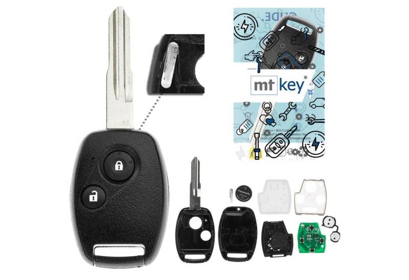 mt-key Schlüsseltasche 2 Tasten Auto Fernbedienung Funk Schlüssel 434MHZ (Set), für Honda Accord (2.4L VII, 02–07), CR-V (RD II, 01–06), Odyssey ( von mt-key