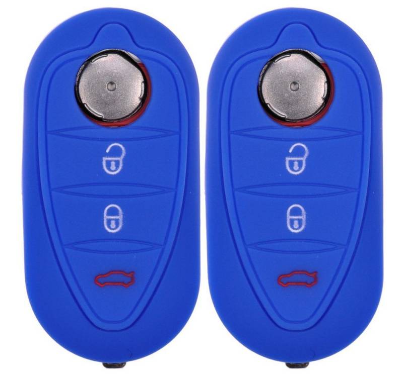 mt-key Schlüsseltasche 2x Autoschlüssel Silikon Schutzhülle im 2er-Set, für ALFA Romeo Mito Giulietta 940 4C ab 2008 3 Tasten Klappschlüssel von mt-key