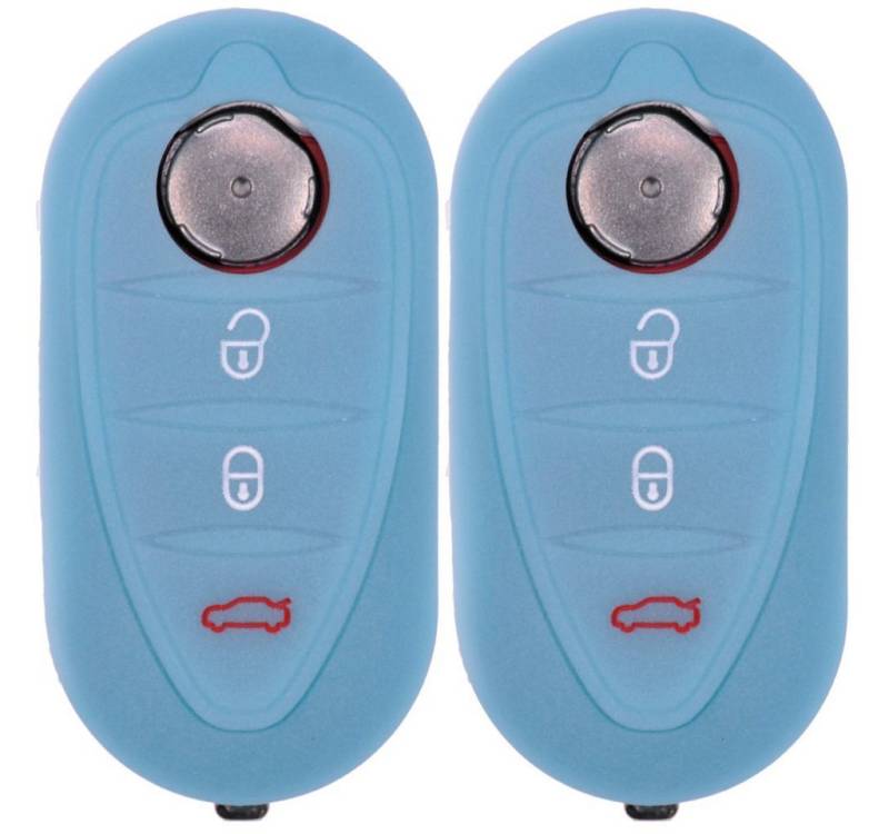 mt-key Schlüsseltasche 2x Autoschlüssel Silikon Schutzhülle im 2er-Set, für ALFA Romeo Mito Giulietta 940 4C ab 2008 3 Tasten Klappschlüssel von mt-key
