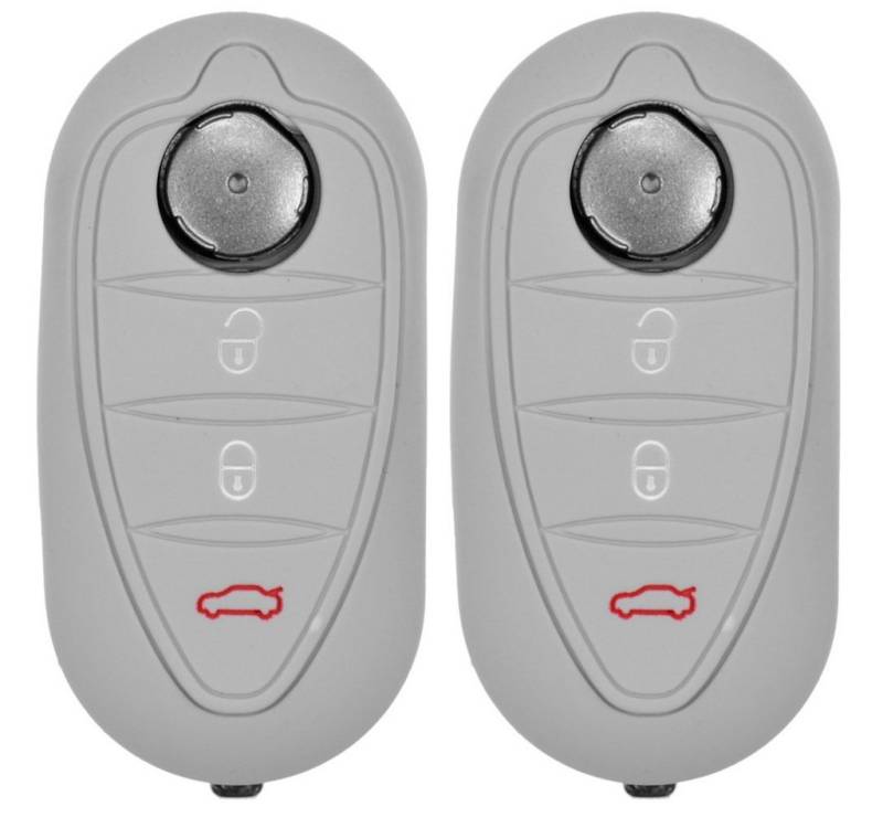 mt-key Schlüsseltasche 2x Autoschlüssel Silikon Schutzhülle im 2er-Set, für ALFA Romeo Mito Giulietta 940 4C ab 2008 3 Tasten Klappschlüssel von mt-key