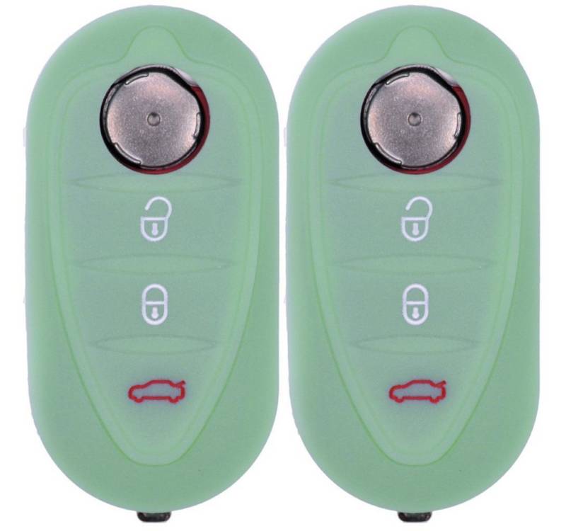 mt-key Schlüsseltasche 2x Autoschlüssel Silikon Schutzhülle im 2er-Set, für ALFA Romeo Mito Giulietta 940 4C ab 2008 3 Tasten Klappschlüssel von mt-key