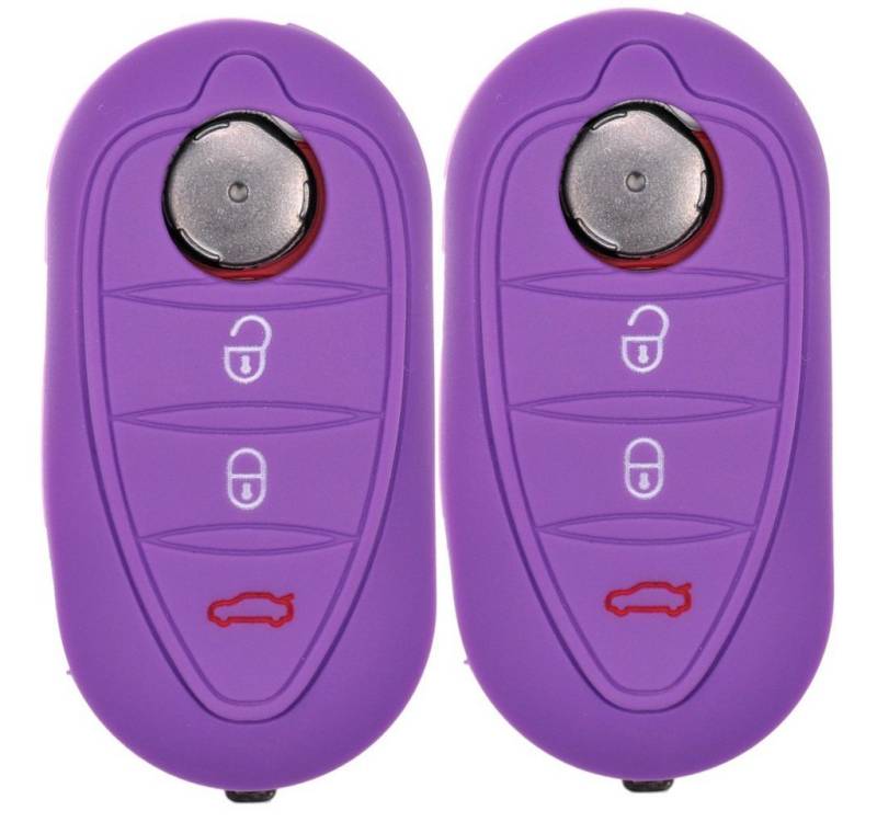 mt-key Schlüsseltasche 2x Autoschlüssel Silikon Schutzhülle im 2er-Set, für ALFA Romeo Mito Giulietta 940 4C ab 2008 3 Tasten Klappschlüssel von mt-key