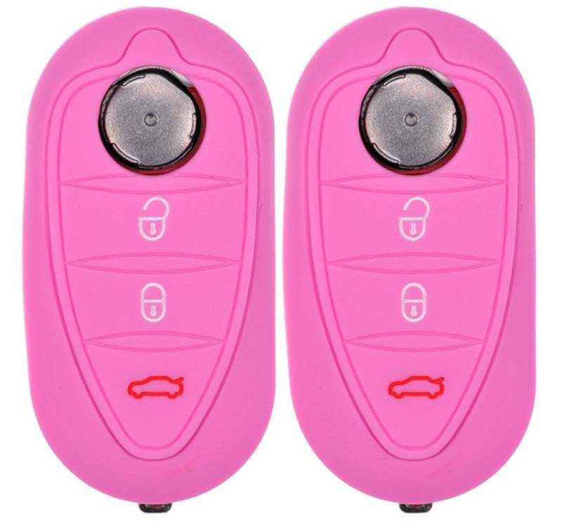mt-key Schlüsseltasche 2x Autoschlüssel Silikon Schutzhülle im 2er-Set, für ALFA Romeo Mito Giulietta 940 4C ab 2008 3 Tasten Klappschlüssel von mt-key