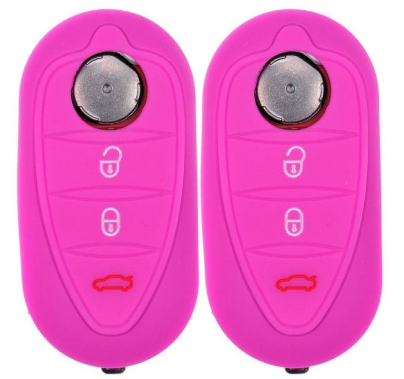 mt-key Schlüsseltasche 2x Autoschlüssel Silikon Schutzhülle im 2er-Set, für ALFA Romeo Mito Giulietta 940 4C ab 2008 3 Tasten Klappschlüssel von mt-key