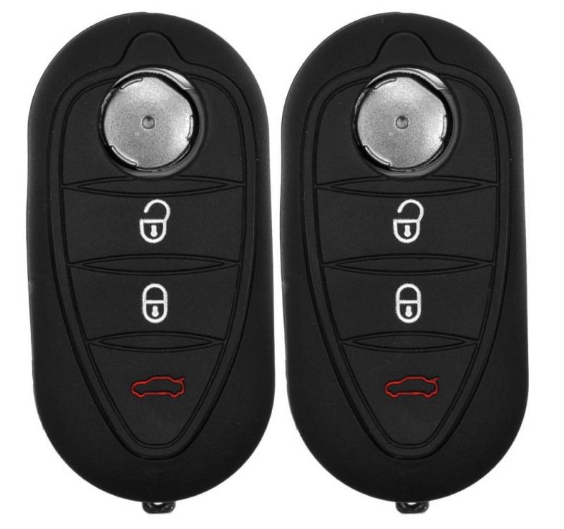 mt-key Schlüsseltasche 2x Autoschlüssel Silikon Schutzhülle im 2er-Set, für ALFA Romeo Mito Giulietta 940 4C ab 2008 3 Tasten Klappschlüssel von mt-key