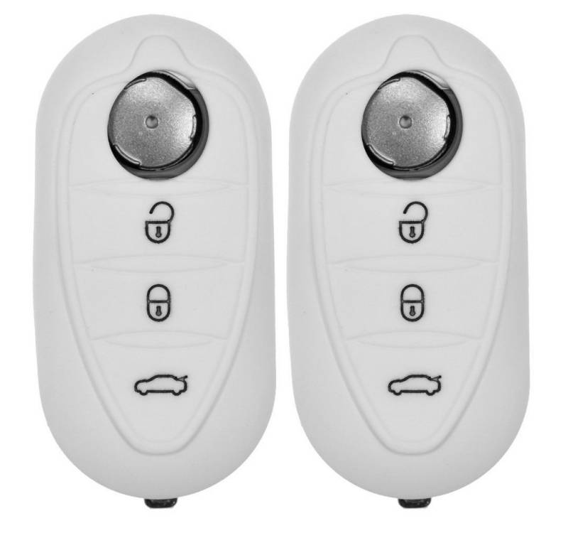 mt-key Schlüsseltasche 2x Autoschlüssel Silikon Schutzhülle im 2er-Set, für ALFA Romeo Mito Giulietta 940 4C ab 2008 3 Tasten Klappschlüssel von mt-key