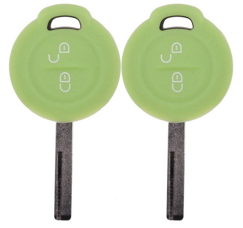 mt-key Schlüsseltasche 2x Autoschlüssel Silikon Schutzhülle im 2er-Set, für Mitsubishi Colt VI Smart Forfour 454 2 Tasten Funk Fernbedienung von mt-key