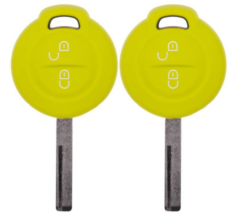 mt-key Schlüsseltasche 2x Autoschlüssel Silikon Schutzhülle im 2er-Set, für Mitsubishi Colt VI Smart Forfour 454 2 Tasten Funk Fernbedienung von mt-key