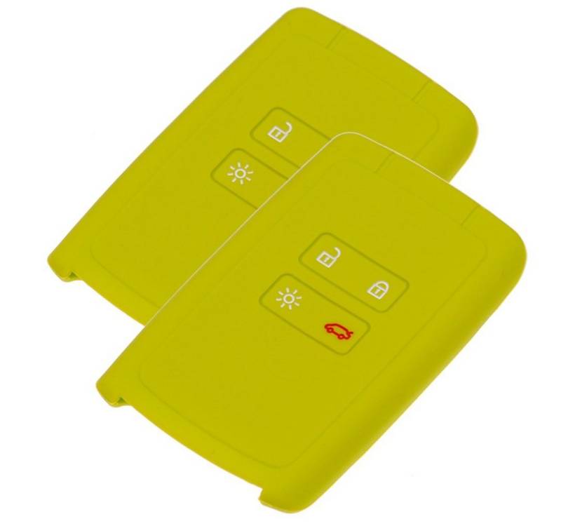 mt-key Schlüsseltasche 2x Autoschlüssel Silikon Schutzhülle im 2er-Set, für Renault Megane Kadjar Clio Captur 4 Tasten KEYLESS SMARTKEY von mt-key