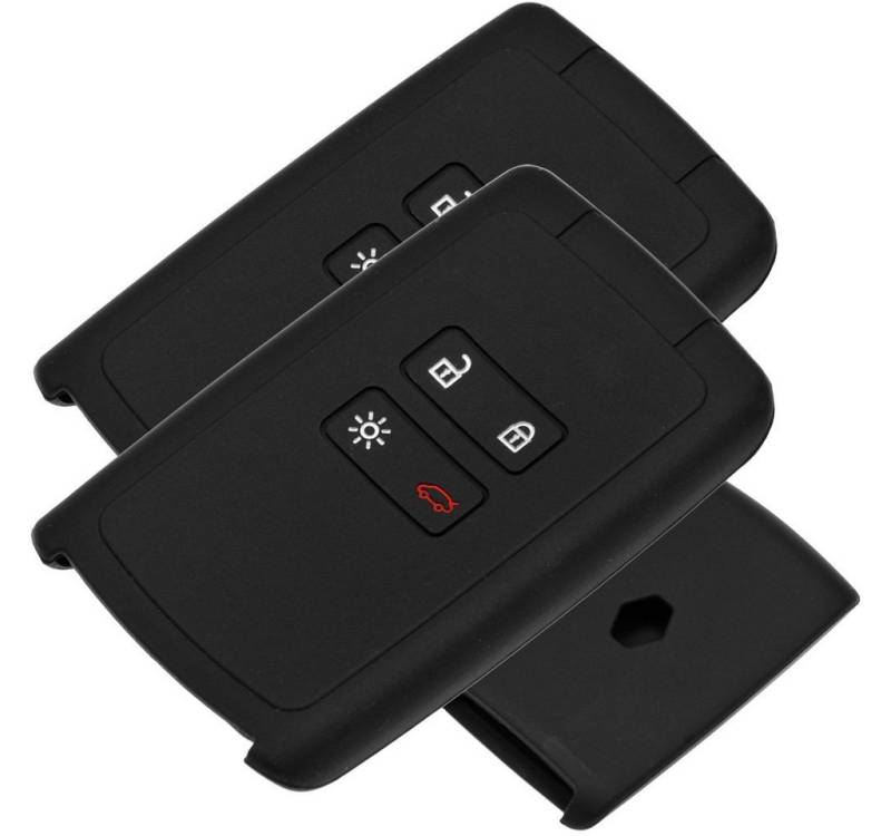 mt-key Schlüsseltasche 2x Autoschlüssel Silikon Schutzhülle im 2er-Set, für Renault Megane Kadjar Clio Captur 4 Tasten KEYLESS SMARTKEY von mt-key
