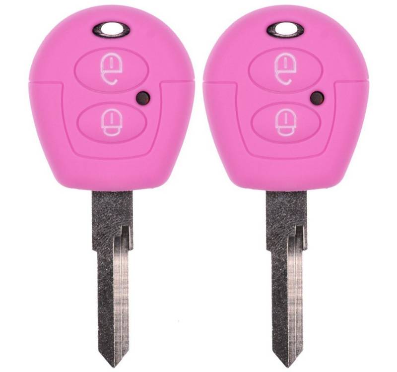 mt-key Schlüsseltasche 2x Autoschlüssel Silikon Schutzhülle im 2er-Set, für VW SEAT Skoda T4 Fox Sharan Polo Cordoba 2 Tasten Fernbedienung von mt-key