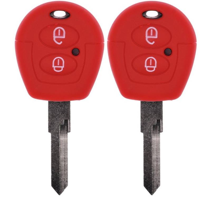 mt-key Schlüsseltasche 2x Autoschlüssel Silikon Schutzhülle im 2er-Set, für VW SEAT Skoda T4 Fox Sharan Polo Cordoba 2 Tasten Fernbedienung von mt-key