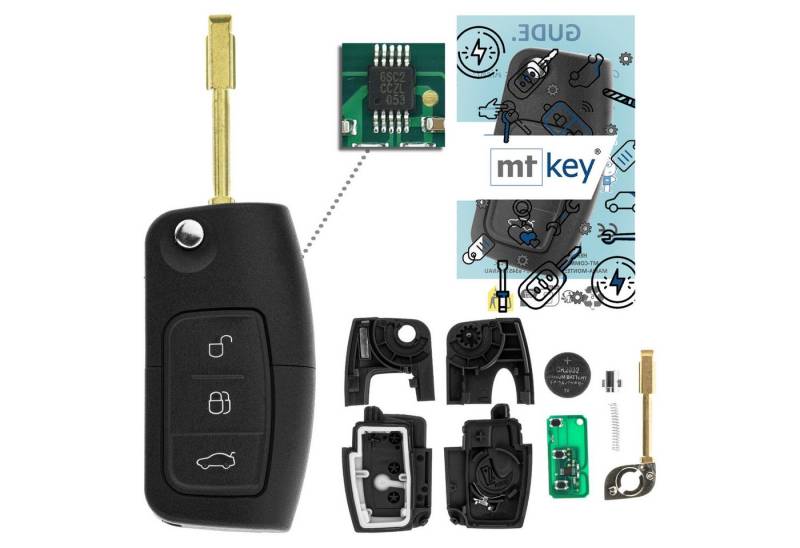 mt-key Schlüsseltasche 3 Tasten Auto Funk Schlüssel 434MHZ (Set), für Ford Focus (DAW/DBW/DNW I, 98–04), Mondeo (B4Y/B5Y/BWY, 01–07)... von mt-key