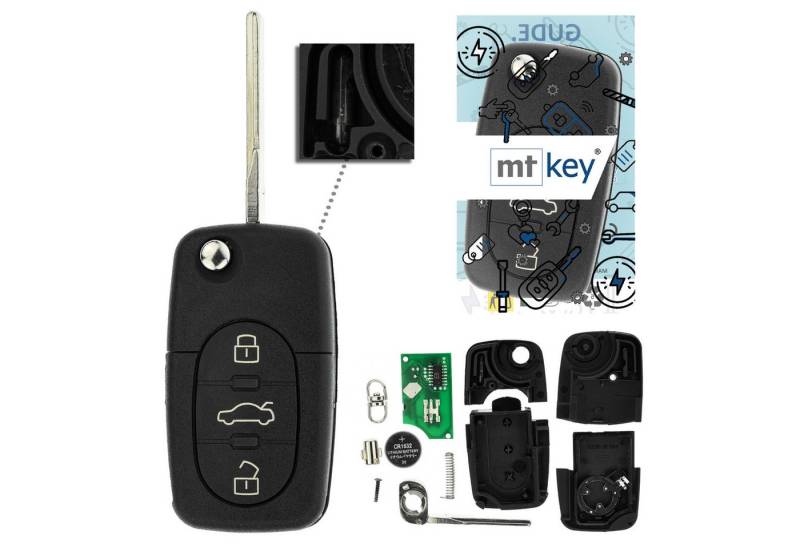 mt-key Schlüsseltasche 3 Tasten Auto Funkschlüssel 434MHZ (Set), für Seat Leon (1M, 00–05), Toledo (1M, 99–04), Skoda Fabia (6Y, 00... von mt-key