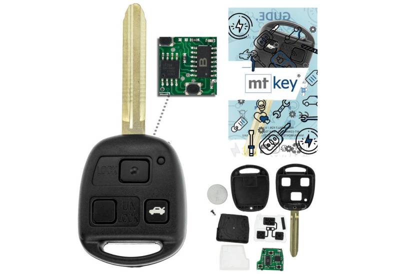 mt-key Schlüsseltasche 3 Tasten Auto Funkschlüssel ID67 TOY47 434MHZ (Set), für Toyota Corolla (E12, 01–07), Land Cruiser (J120, 02–09), Picni... von mt-key