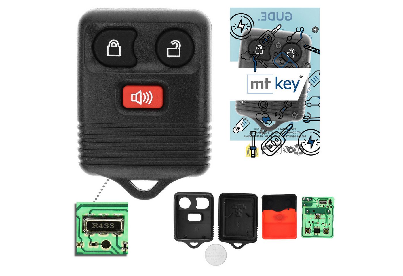 mt-key Schlüsseltasche Auto Funk Fernbedienung 434MHZ (Set), für Ford Edge (I, 07–10), Escape/Maverick (01–11), Excursion (00–0... von mt-key
