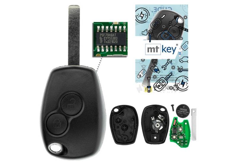 mt-key Schlüsseltasche Auto Funk Schlüssel Fernbedienung 434MHZ (Set), für Dacia Duster (HS/H79, 10–17), Logan (I, 04–14), Sandero (I, 07... von mt-key