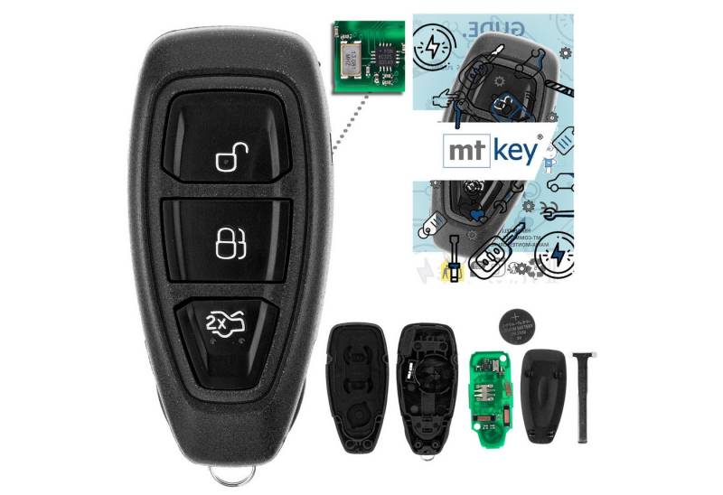mt-key Schlüsseltasche Auto Funk Schlüssel Fernbedienung 434MHZ (Set), für Ford B-MAX (I, 12–17), C-Max (II, 10–15), EcoSport (II, 12–22)... von mt-key