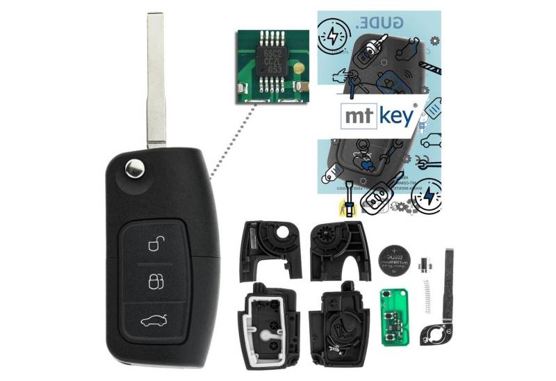 mt-key Schlüsseltasche Auto Funk Schlüssel Fernbedienung 434MHZ (Set), für Ford C-Max (I, 07–10), Fiesta (VII, 08–12), Galaxy (WA6 II, 06... von mt-key