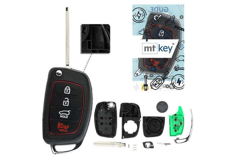 mt-key Schlüsseltasche Auto Funk Schlüssel Fernbedienung 434MHZ (Set), für Hyundai i30 (FD, 07–11), ix35 (EL I, 09–14), Tucson (EL II, 09... von mt-key