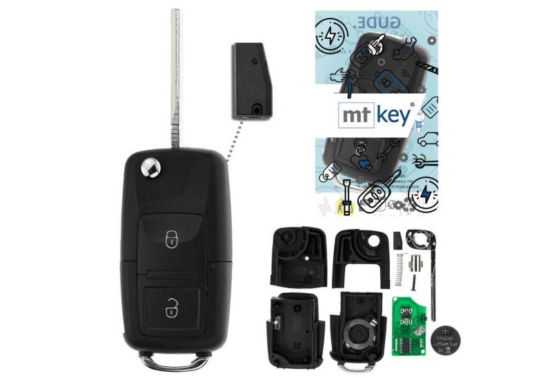 mt-key Schlüsseltasche Auto Funk Schlüssel Fernbedienung 434MHZ ID44 HU66 (Set), für Seat Arosa (6HS I, 01–04) von mt-key