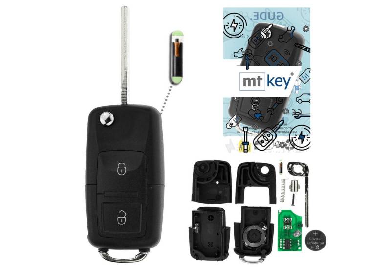 mt-key Schlüsseltasche Auto Funk Schlüssel Fernbedienung 434MHZ Sender ID48 CAN (Set), für Seat Ibiza (6L III, 08–09) von mt-key