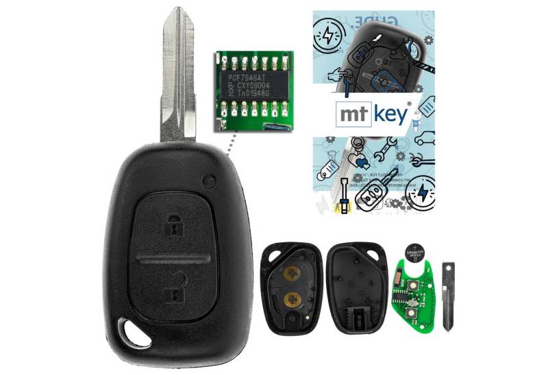 mt-key Schlüsseltasche Auto Funk Schlüssel Fernbedienung 434MHZ VAC102 (Set), für Nissan Interstar (X70 I, 03–10), Kubistar (X76 I, 03–10), Opel... von mt-key