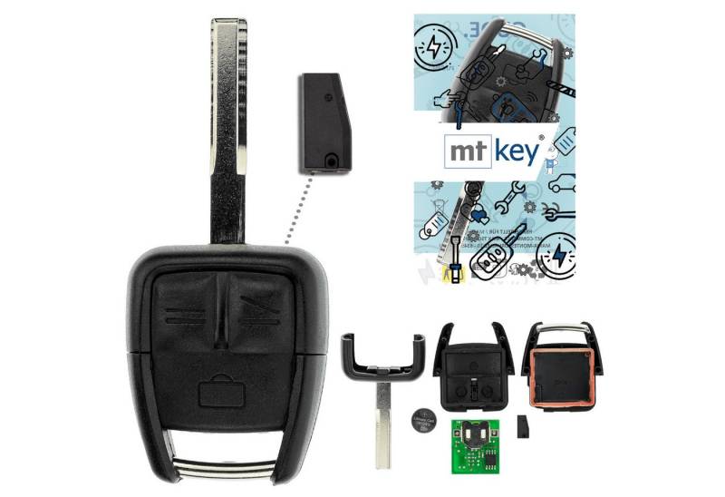 mt-key Schlüsseltasche Auto Funk Schlüssel Fernbedienung HU43 434MHZ ID46 (Set), für Opel Signum (03–05), Vectra C (02–05) von mt-key