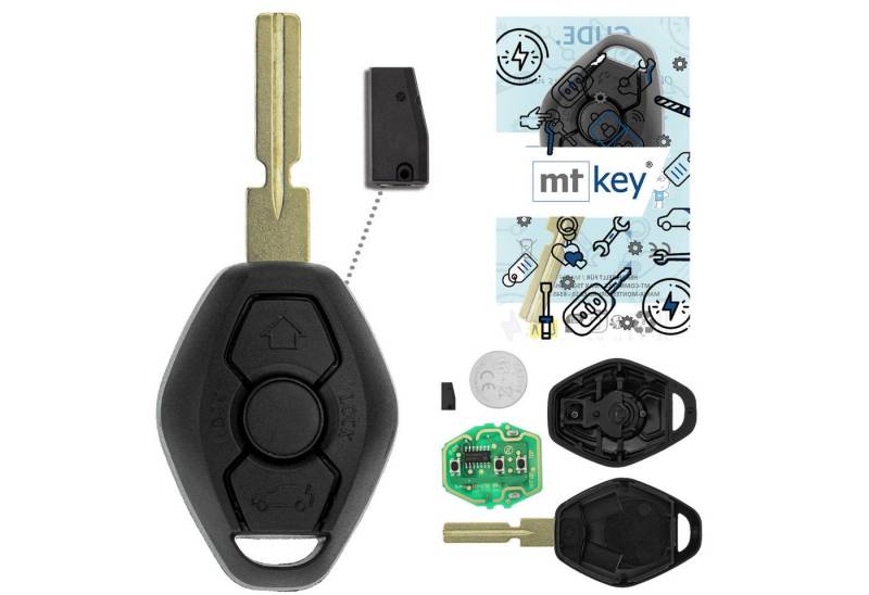 mt-key Schlüsseltasche Auto Funk Schlüssel Fernbedienung HU58 434MHZ ID48 (Set), für BMW 3er (E46, 99–05), 5er (E39, 99–04), 7er (E38, 99–01), X3 ( von mt-key