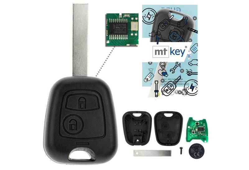 mt-key Schlüsseltasche Auto Funk Schlüssel Fernbedienung HU83 434MHZ PCF7961 ASK (Set), für Citroën Berlingo (B9 II, 08–16), C4 Grand Picasso (I, 06–13), ... von mt-key