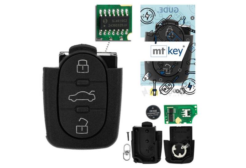 mt-key Schlüsseltasche Auto Funk Schlüssel Fernbedienung Sender 434MHZ (Set), für Audi A6 (C5, 07.02–01.05), A6 Allroad Quattro (C5, 07.02–08.05... von mt-key