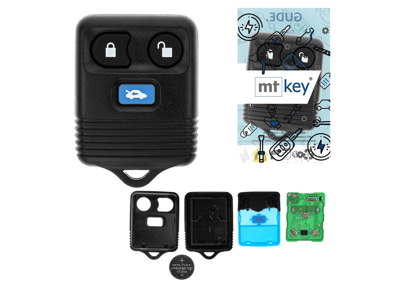 mt-key Schlüsseltasche Auto Funk Schlüssel Fernbedienung Sender 434MHZ (Set), für Ford Maverick (TM1, 01–04), Transit (FY VI, 00–07), Transit Co... von mt-key