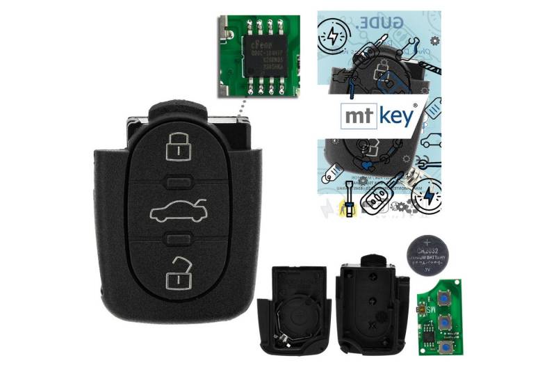 mt-key Schlüsseltasche Auto Funk Schlüssel Fernbedienung Sender 434MHZ (Set), für VW Bora (1J2, 98–00), Golf (1J IV, 98–00), New Beetle (9C, 98–... von mt-key