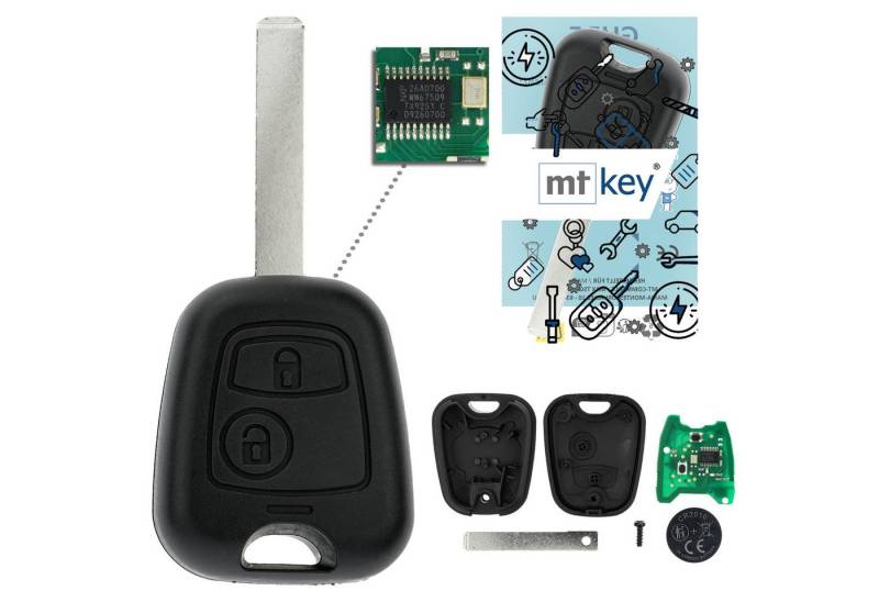 mt-key Schlüsseltasche Auto Funk Schlüssel Fernbedienung VA2 VA6 434MHZ PCF7961 ASK (Set), für Peugeot Partner (II, 08–17) von mt-key