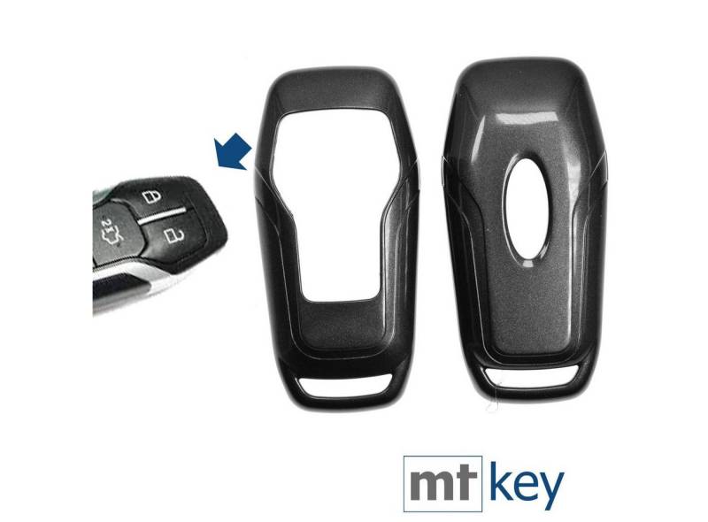 mt-key Schlüsseltasche Autoschlüssel Hardcover Schutzhülle Metallic Grau, für Ford Mustang Explorer Edge Fusion KEYLESS SMARTKEY von mt-key