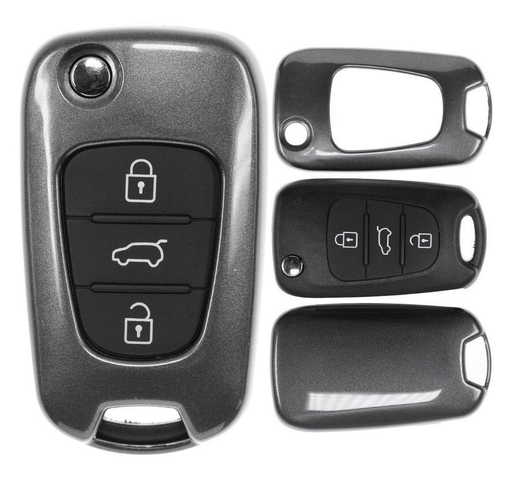 mt-key Schlüsseltasche Autoschlüssel Hardcover Schutzhülle Metallic Grau, für Hyundai i30 ix20 ix35 Kia Soul Sportage Ceed Klappschlüssel mt-key Schlüsseltasche Autoschlüssel Hardcover Schutzhülle Metallic Grau, für Hyundai i30 ix20 ix35 Kia Soul Sportage Ceed Klappschlüssel von mt-key