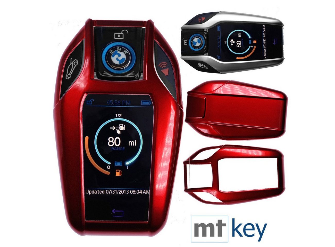 mt-key Schlüsseltasche Autoschlüssel Hardcover Schutzhülle Metallic Rot, für BMW i8 5er G30 G31 7er G11 X3 G01 X4 G02 KEYLESS SMARTKEY von mt-key