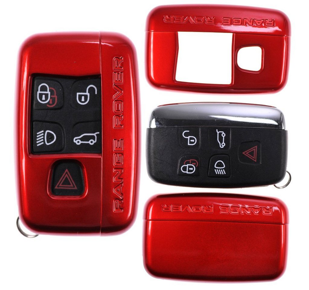 mt-key Schlüsseltasche Autoschlüssel Hardcover Schutzhülle Metallic Rot, für Land Rover Range Rover Evoque KEYLESS SMARTKEY von mt-key