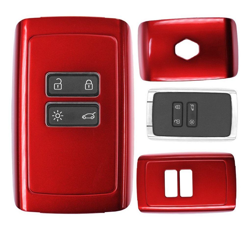 mt-key Schlüsseltasche Autoschlüssel Hardcover Schutzhülle Metallic Rot, für Renault Megane Kadjar Clio Captur KEYLESS SMARTKEY CARD von mt-key