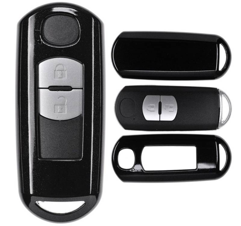 mt-key Schlüsseltasche Autoschlüssel Hardcover Schutzhülle Metallic Schwarz, Mazda 2 3 6 CX-3 CX-5 MX-5 KEYLESS SMARTKEY von mt-key