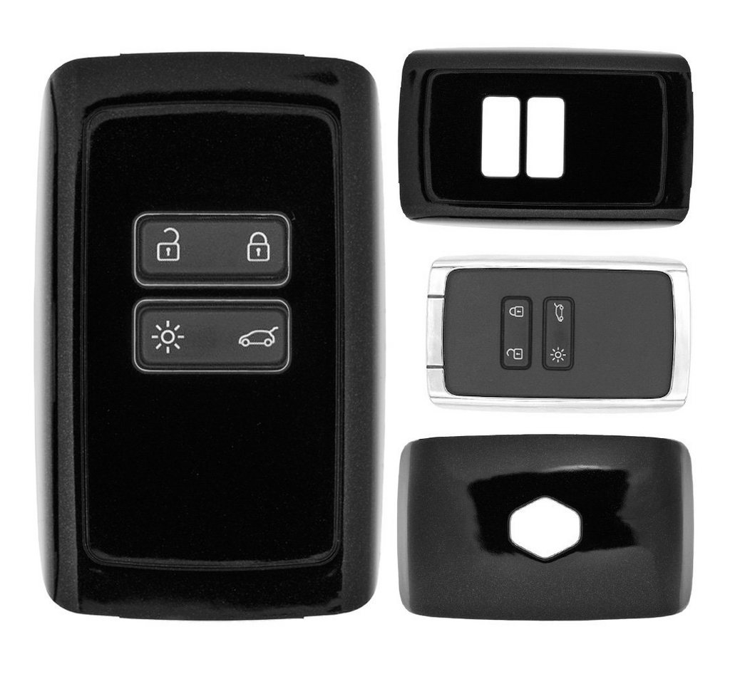 mt-key Schlüsseltasche Autoschlüssel Hardcover Schutzhülle Metallic Schwarz, Renault Megane Kadjar Clio Captur KEYLESS SMARTKEY CARD von mt-key