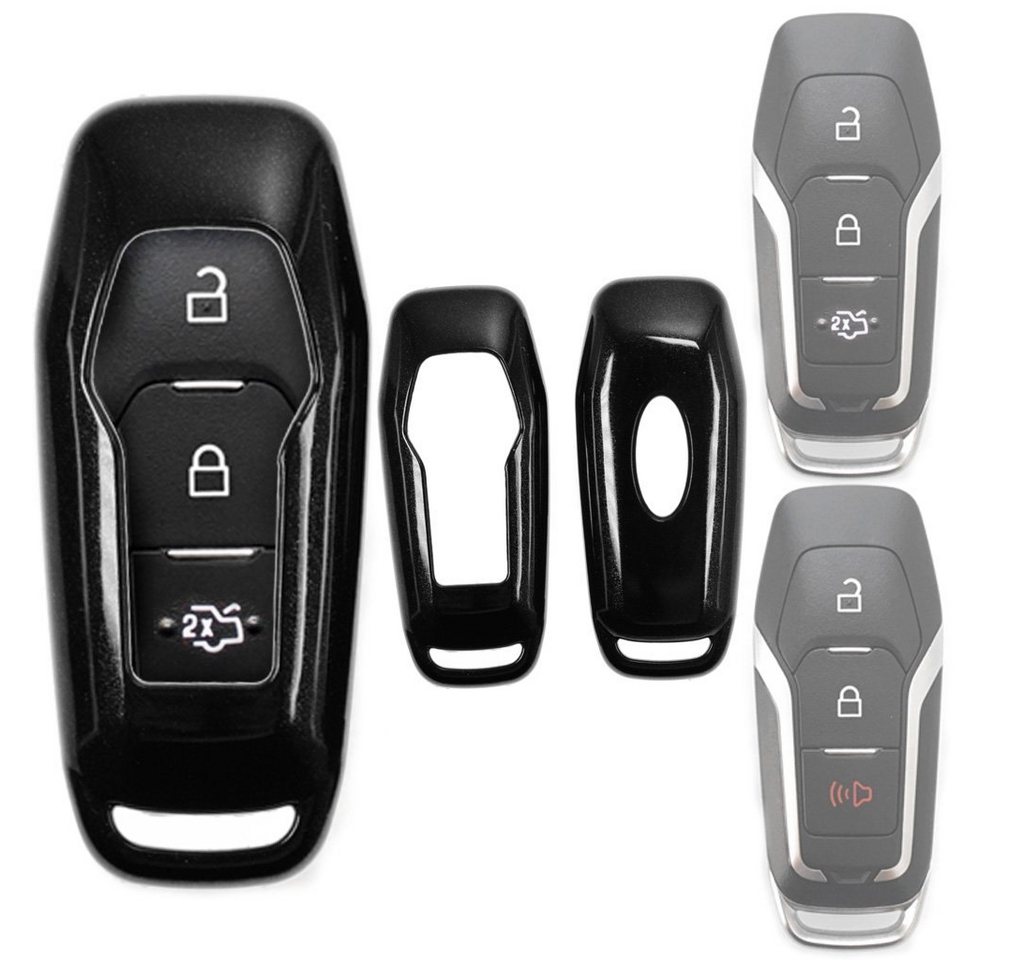 mt-key Schlüsseltasche Autoschlüssel Hardcover Schutzhülle Metallic Schwarz, für Ford Explorer Ranger Mondeo F-150 Galaxy Mustang KEYLESS SMARTKEY von mt-key