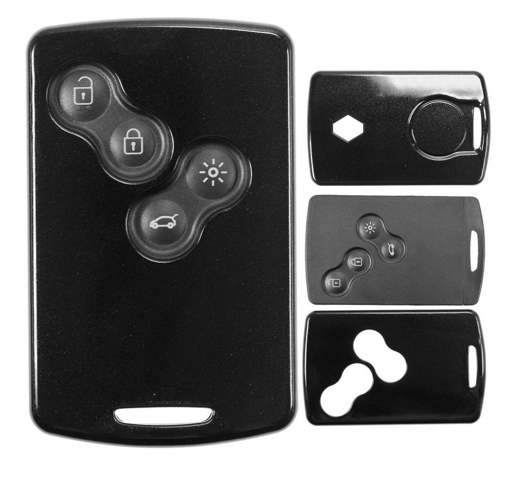 mt-key Schlüsseltasche Autoschlüssel Hardcover Schutzhülle Metallic Schwarz, für Renault Koleos Captur Grand Scenic Megane Laguna Zoe KEYLESS CARD von mt-key